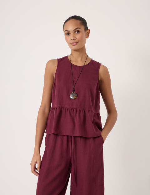 Nomie Linen Blend Peplum Top