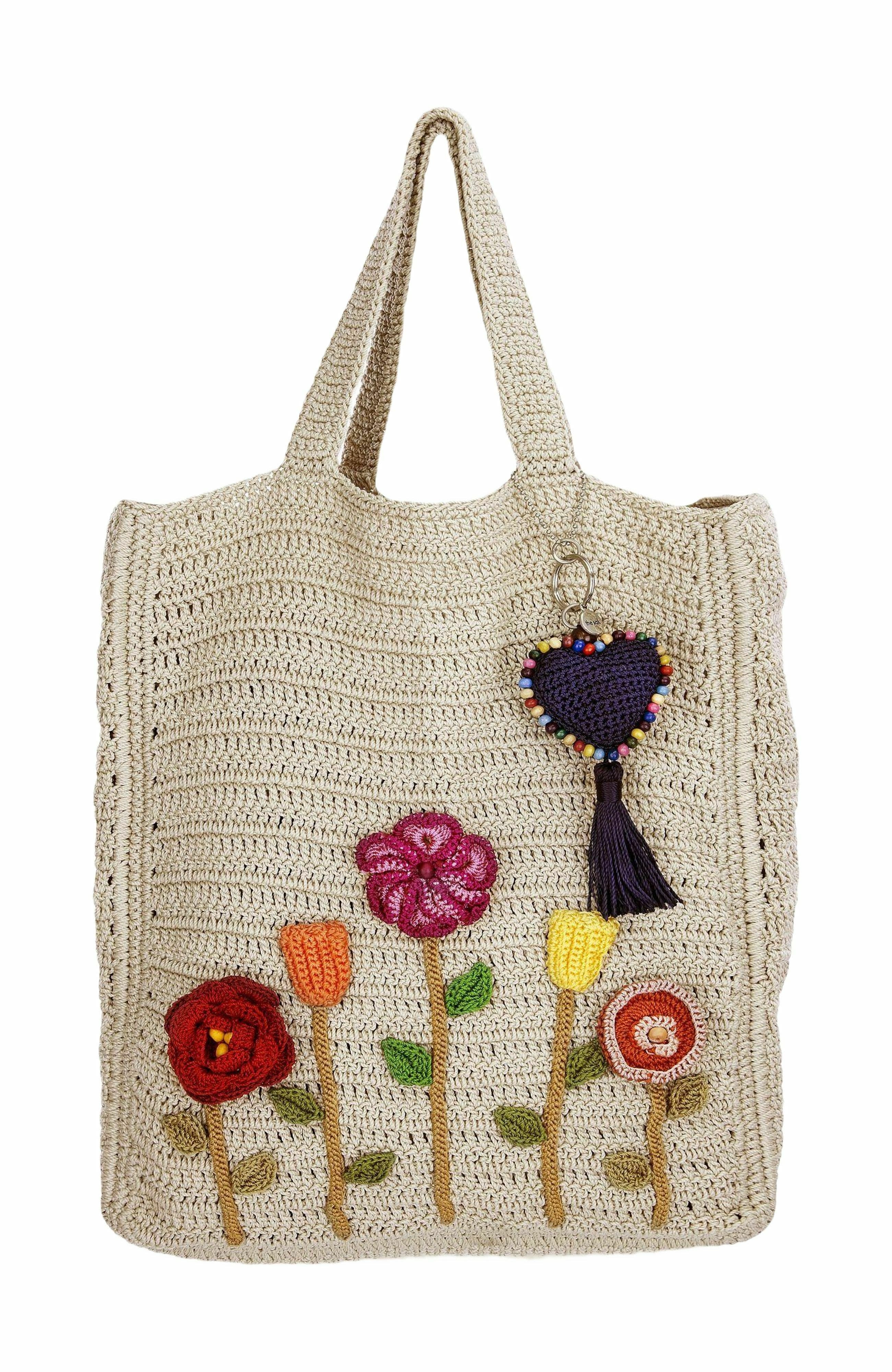 The Sak Lanie Market Tote Hand Crochet Bag, Alternate, color, Flower Ecru