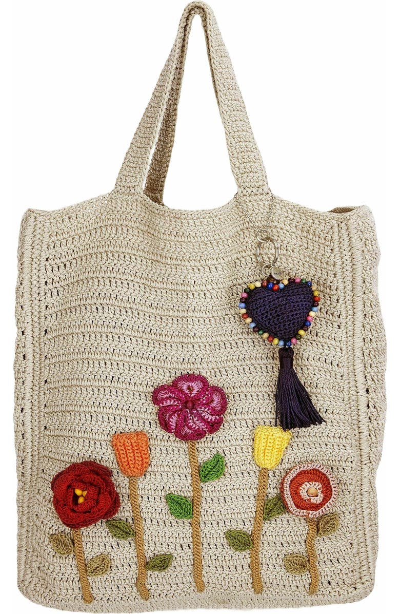 The Sak Lanie Market Tote Hand Crochet Bag, Alternate, color, Flower Ecru