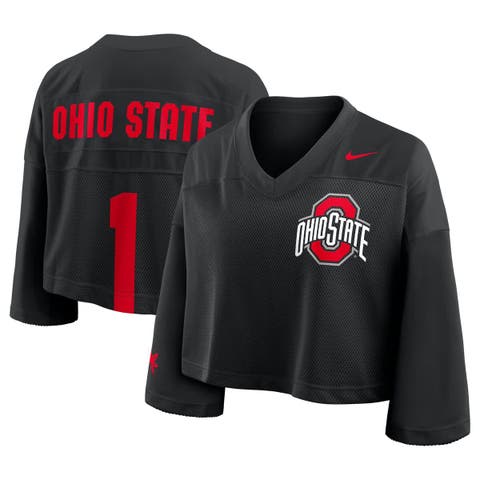 Women's Nike Black Ohio State Buckeyes Cropped Mesh Fashion Jersey