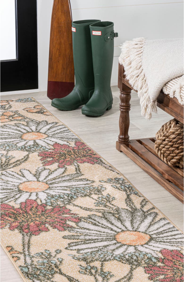 JONATHAN Y Giglio Modern Botanical Flower Area Rug, Alternate, color, Yellow/Ivory/Red