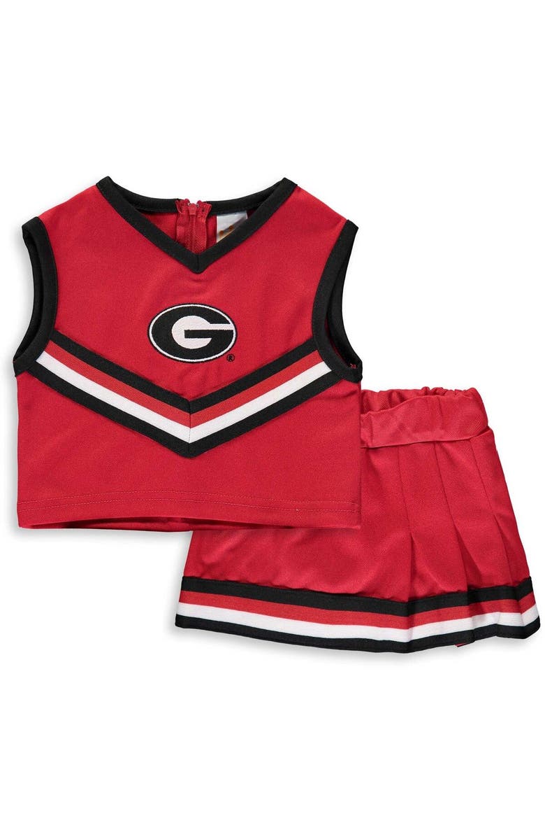 LITTLE KING Girls Toddler Red Georgia Bulldogs Two-Piece Cheer Set, Main, color, 