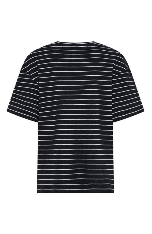 Tiny Tribe Kids' Stripe Rib Stretch Cotton T-shirt In Black
