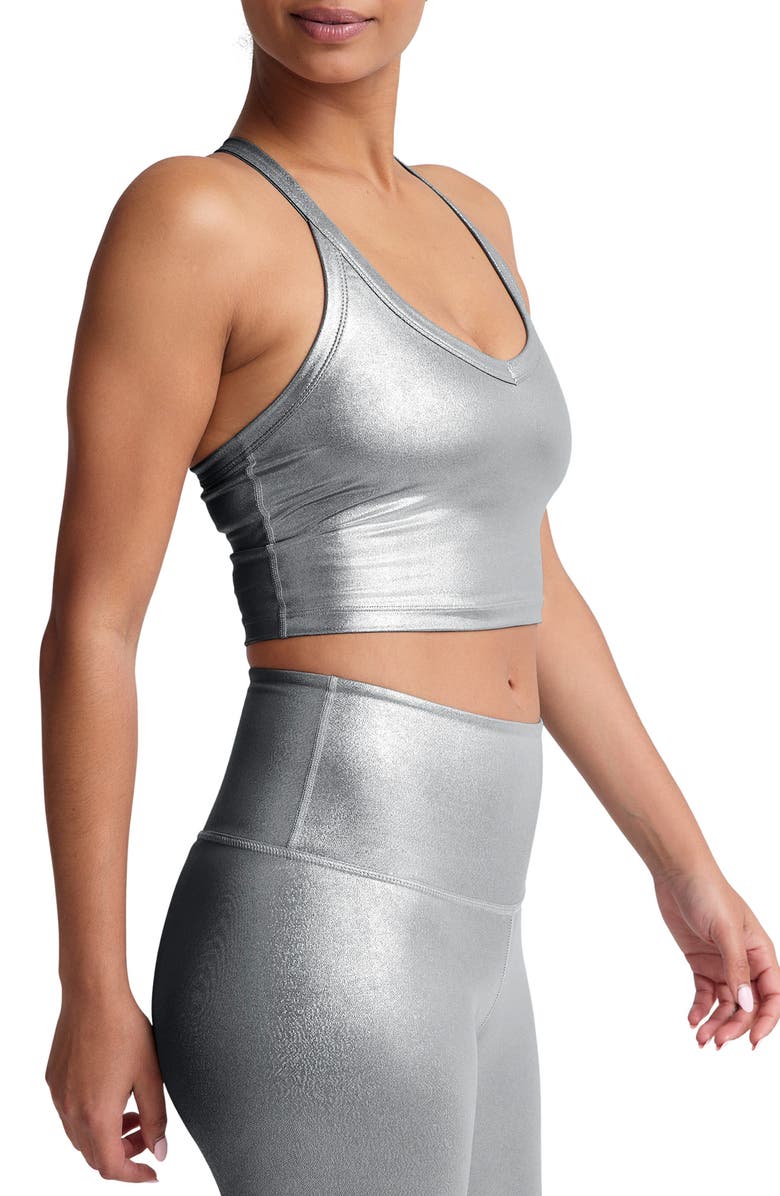 Beyond Yoga On the Up Crop Tank, Alternate, color, Liquid Silver