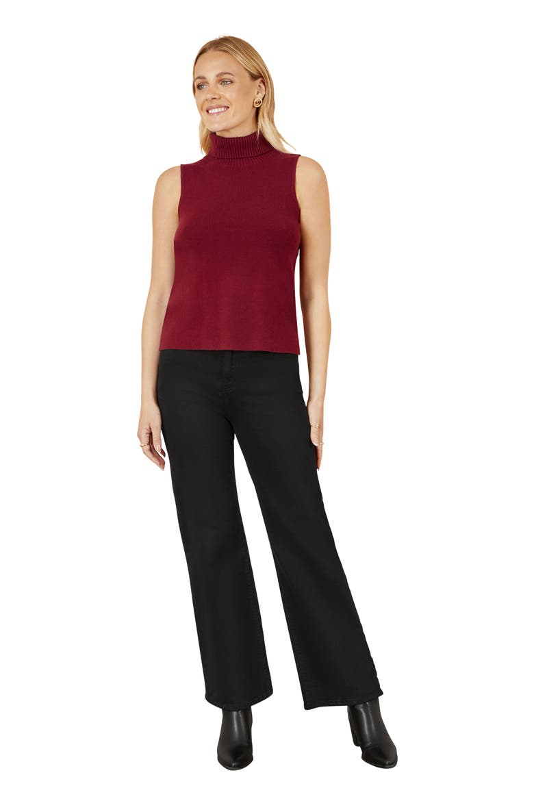 High Neck Knitted Sleeveless Sweater, Main, color, Burgundy