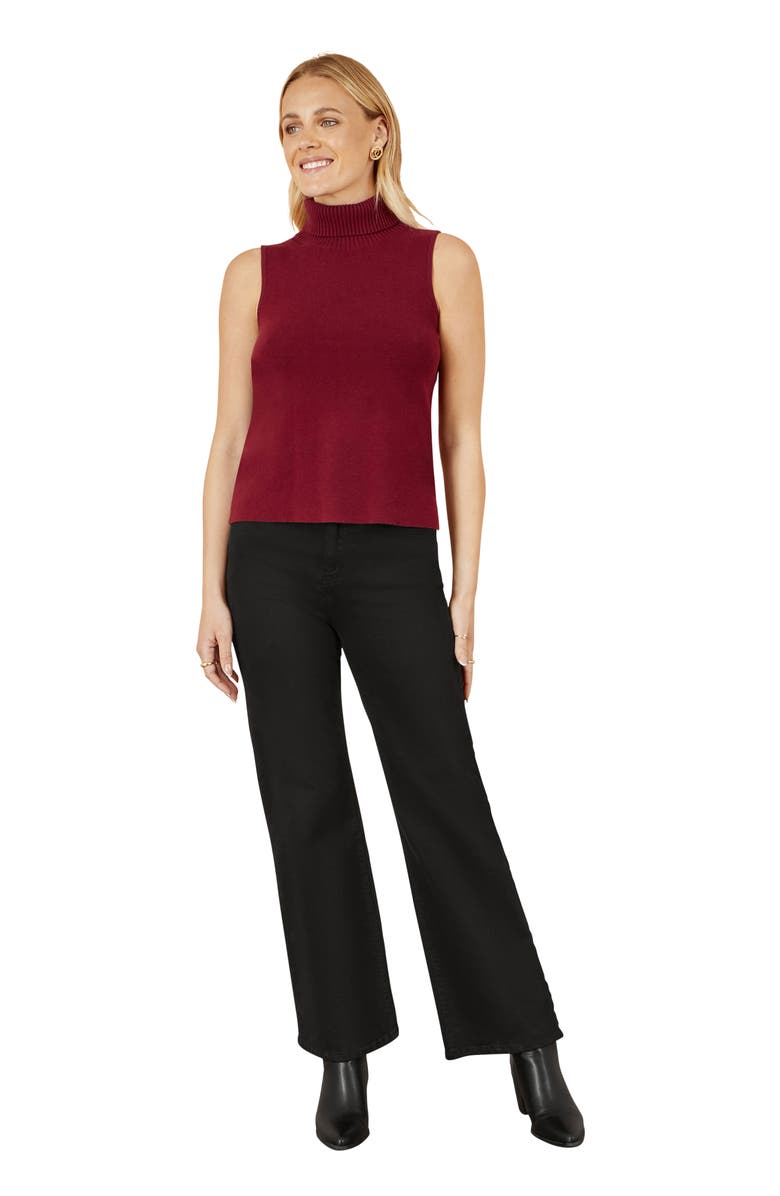 Yumi High Neck Knitted Sleeveless Sweater, Main, color, Burgundy