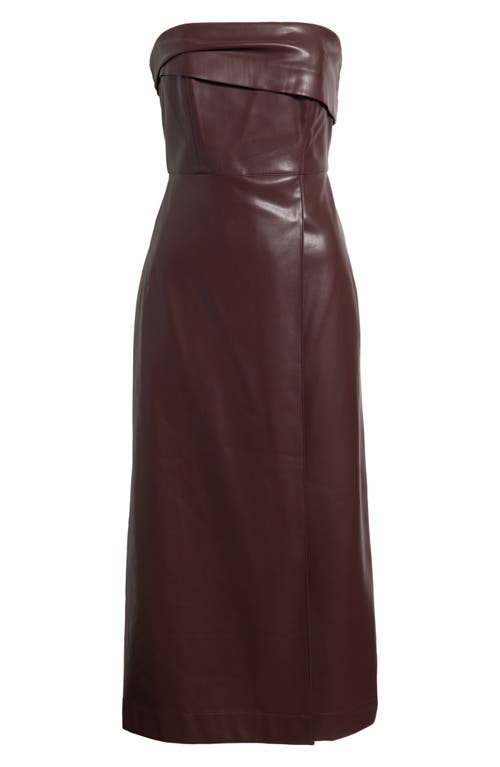 Parker The Santana Strapless Faux Leather Midi Dress In Brown