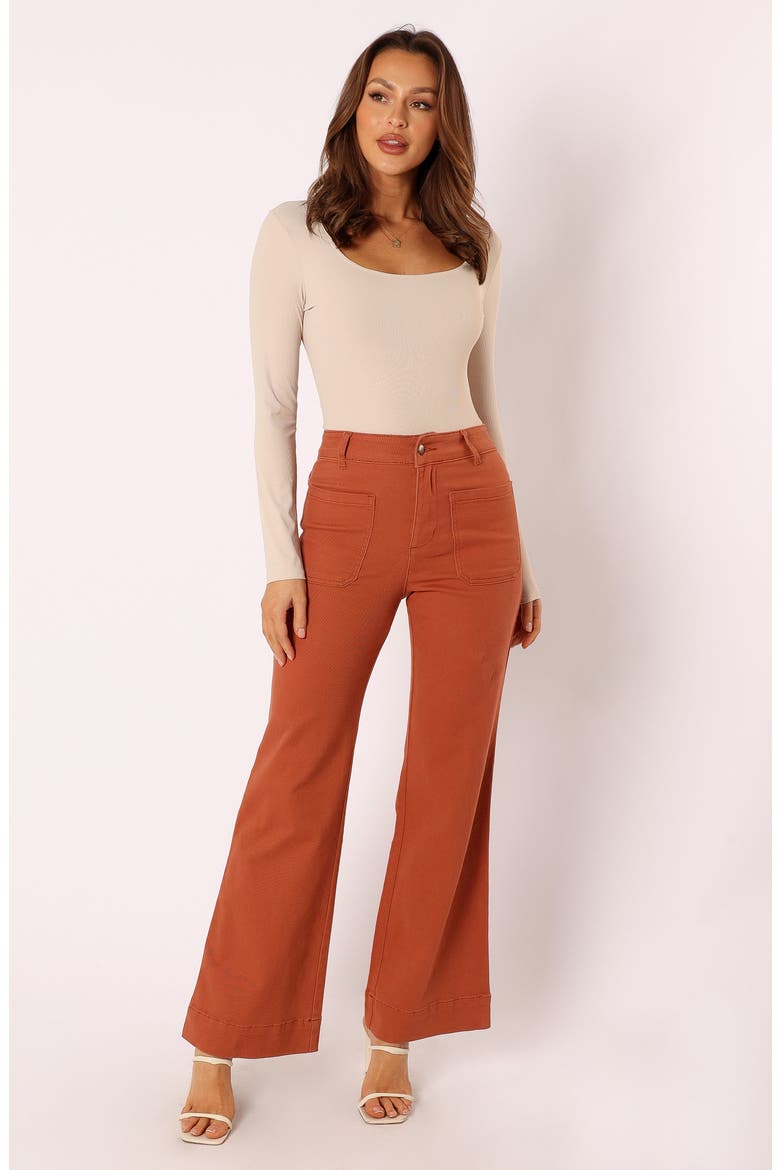 Nico Patch Pocket Super High Waist Wide Leg Jeans, Alternate, color, TAN