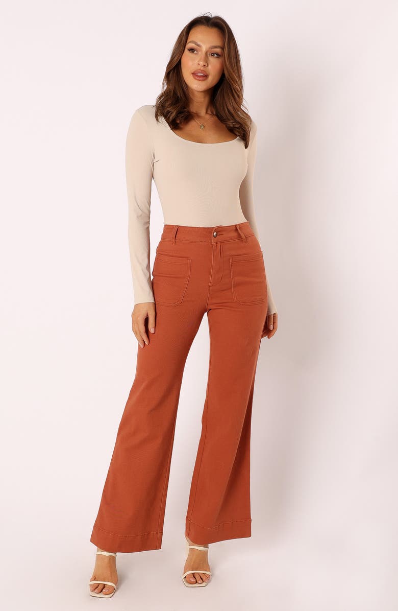 Petal & Pup Nico Patch Pocket Super High Waist Wide Leg Jeans, Alternate, color, Tan
