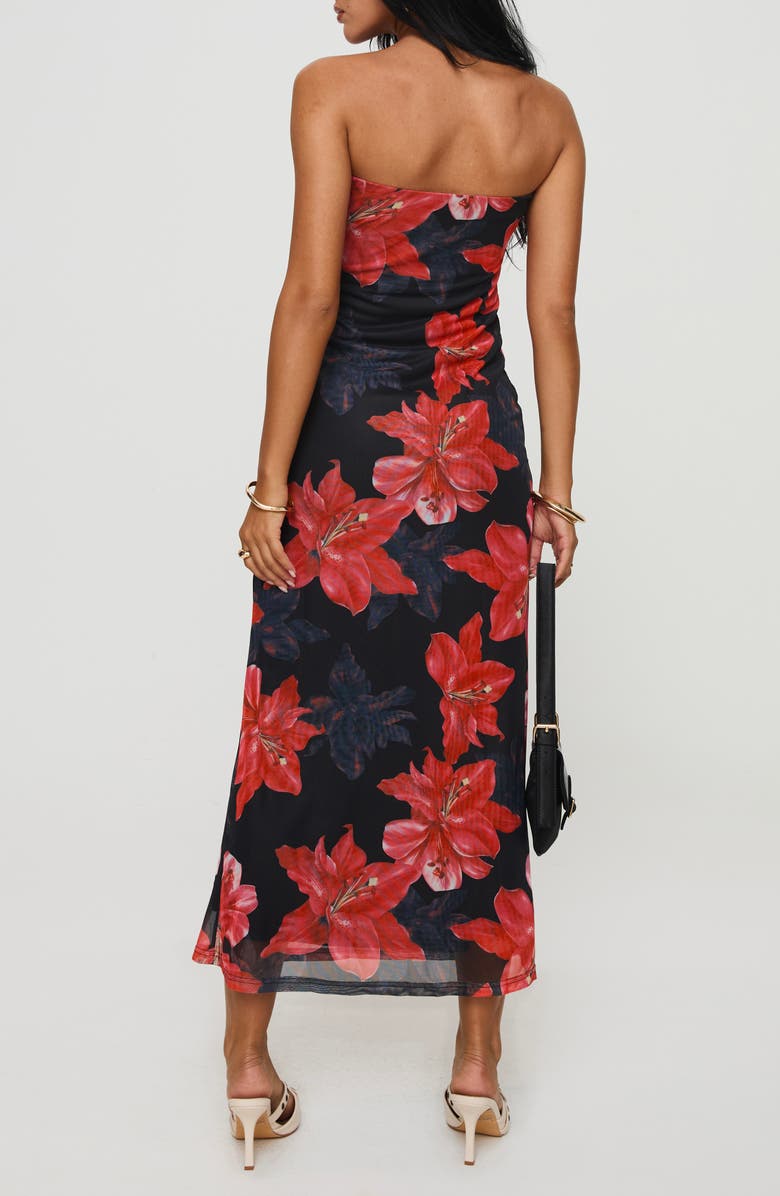 Princess Polly Celik Floral Strapless Dress, Alternate, color, Black / Red