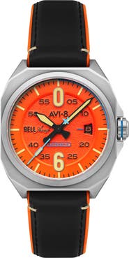 AVI-8 Bell X-1 Machbuster Automatic Leather/Rubber Strap Watch, 41mm