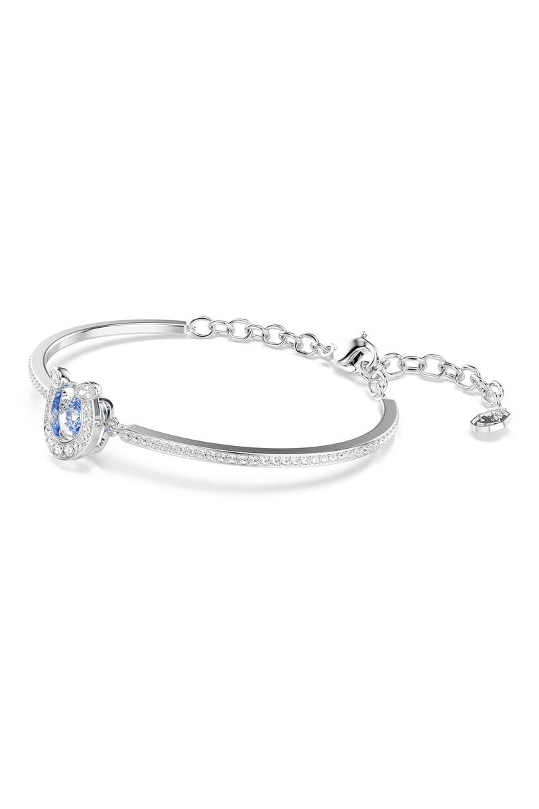 Symbolica Swarovski Dancing Crystal Horseshoe Bangle Bracelet, Alternate, color, SILVER/ BLUE