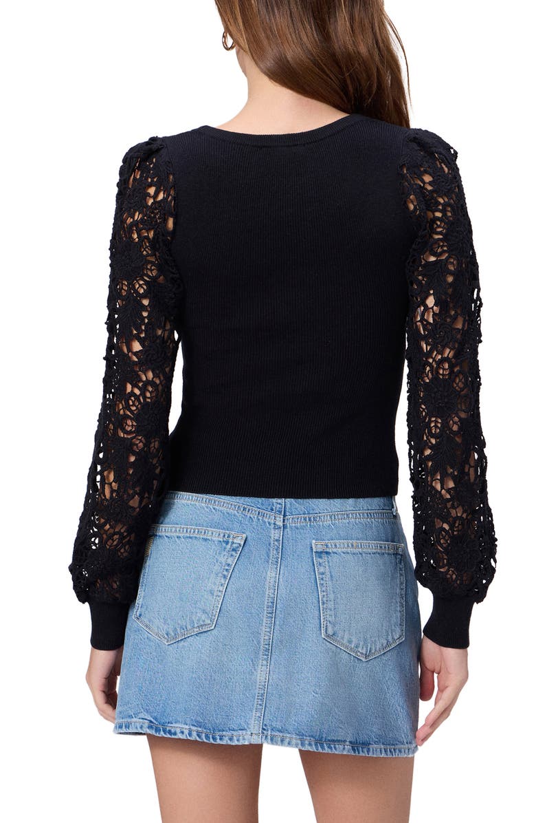 PAIGE Maya Lace Sleeve Sweater, Alternate, color, Black