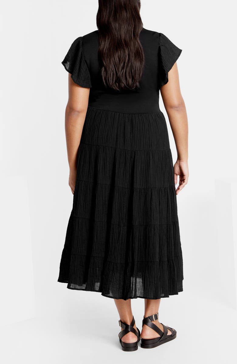 City Chic Marli Mixed Media Midi Dress, Alternate, color, Black