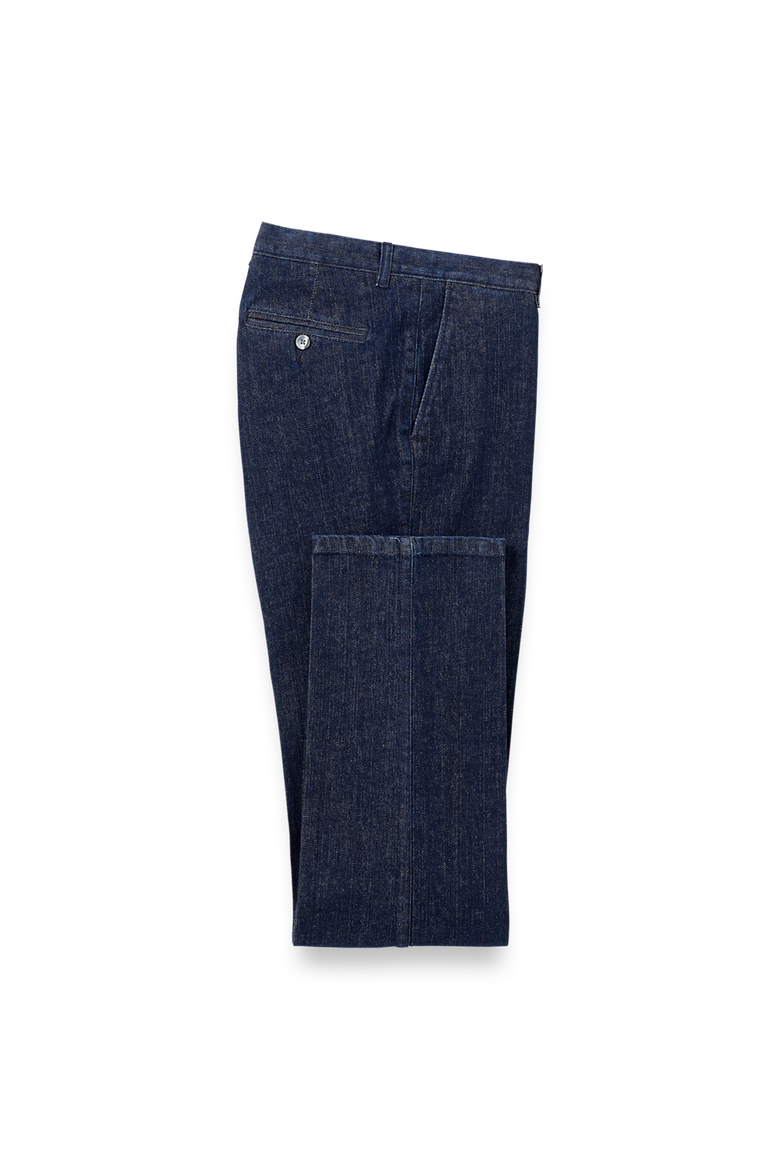 Denim Flat Front Pants, Main, color, Dark Blue