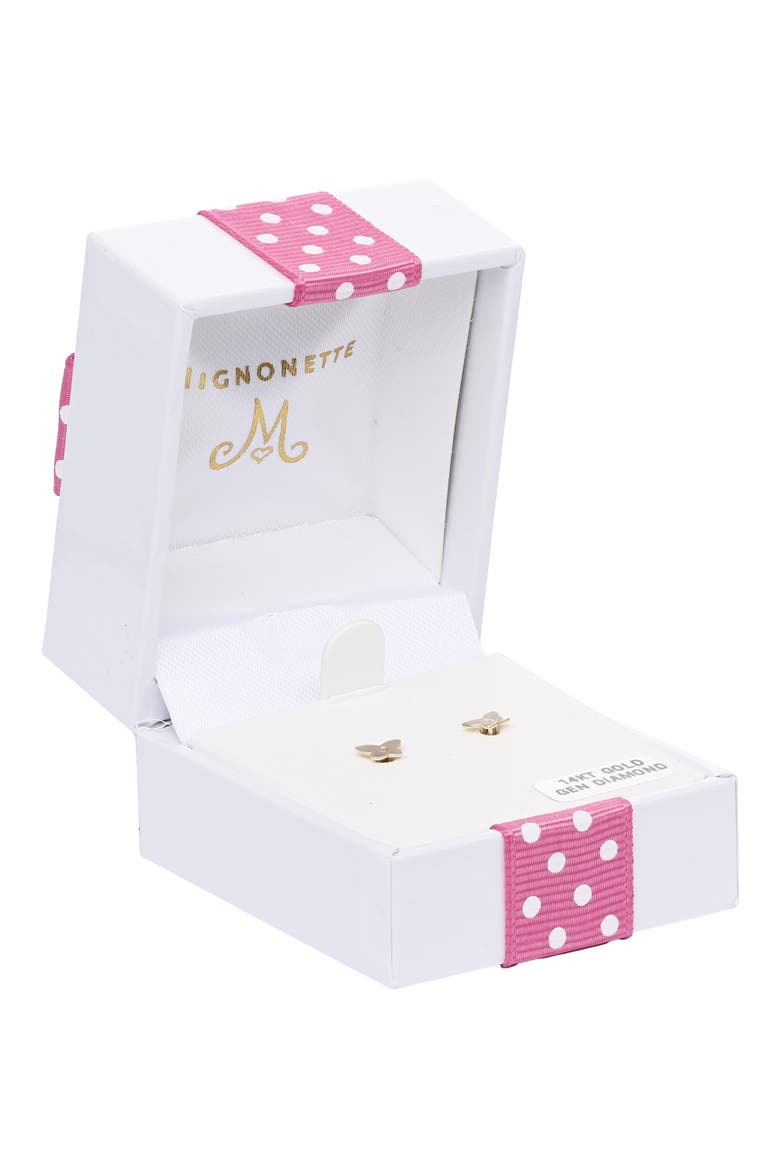 Kids' 14K Gold Diamond Butterfly Stud Earrings, Alternate, color, YELLOW GOLD