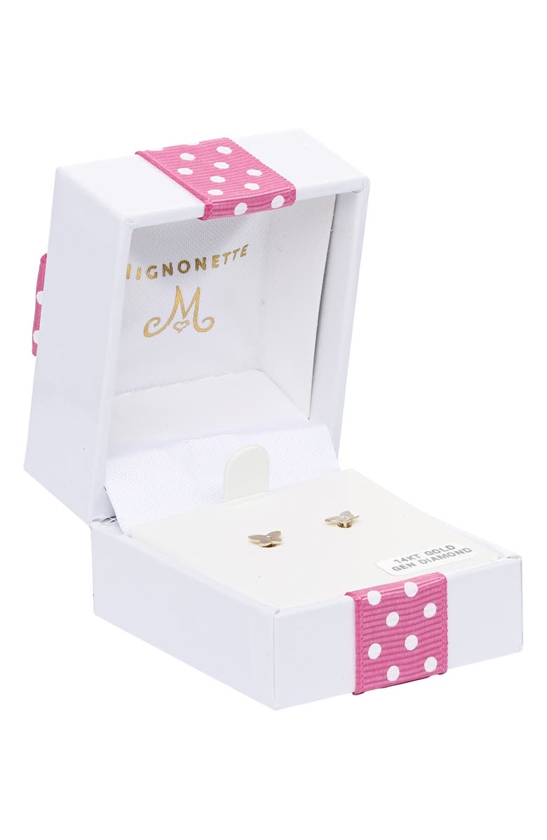 Mignonette Kids' 14K Gold Diamond Butterfly Stud Earrings, Alternate, color, Yellow Gold