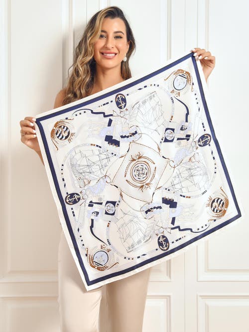 Silksilky Pure Silk Printed Square Scarf In Blue