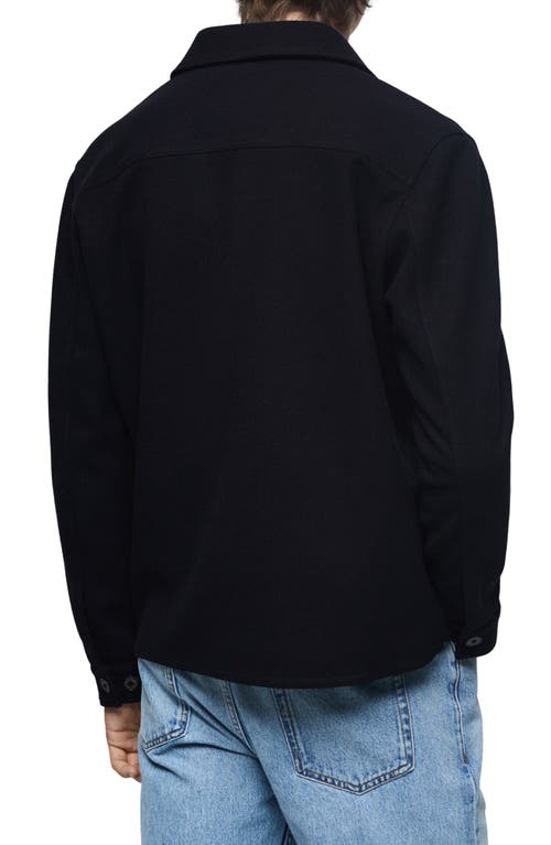 Mango Regular Fit Fleece Overshirt In Dark Navy