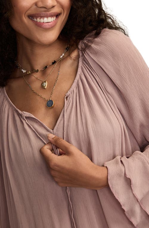 Lucky Brand Ruffle Chiffon Trapeze Top In Pink