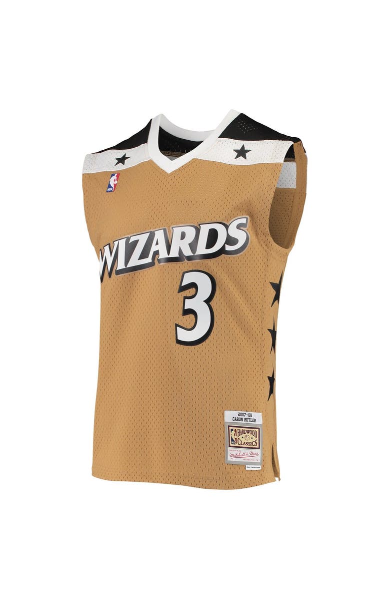 Mitchell & Ness Men's Mitchell & Ness Caron Butler Gold Washington Wizards 2001/02 Hardwood Classics Swingman Jersey, Alternate, color, 