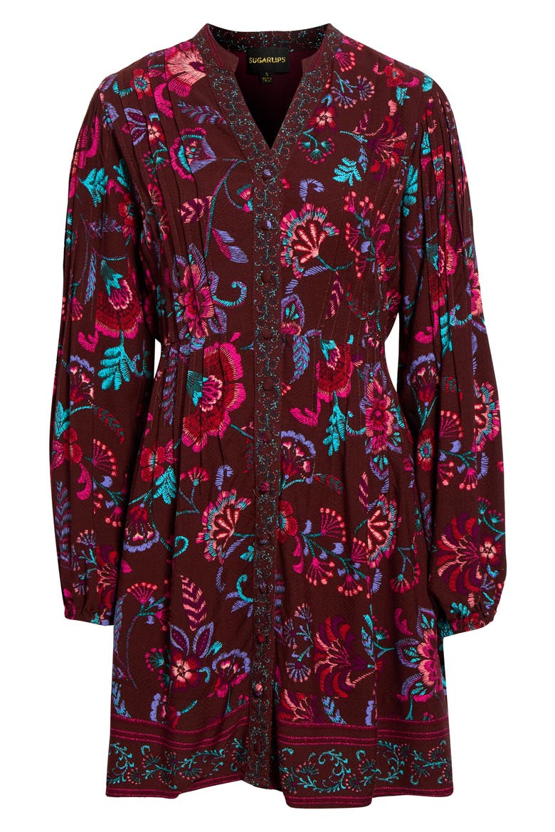 Tory Paisley Long Sleeve Dress, Alternate, color, BURGUNDY-MULTI