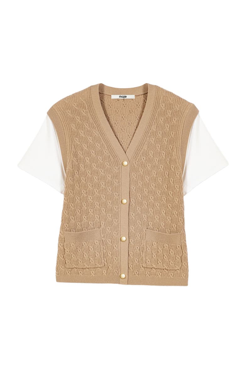 2-in-1 effect cardigan, Alternate, color, Camel