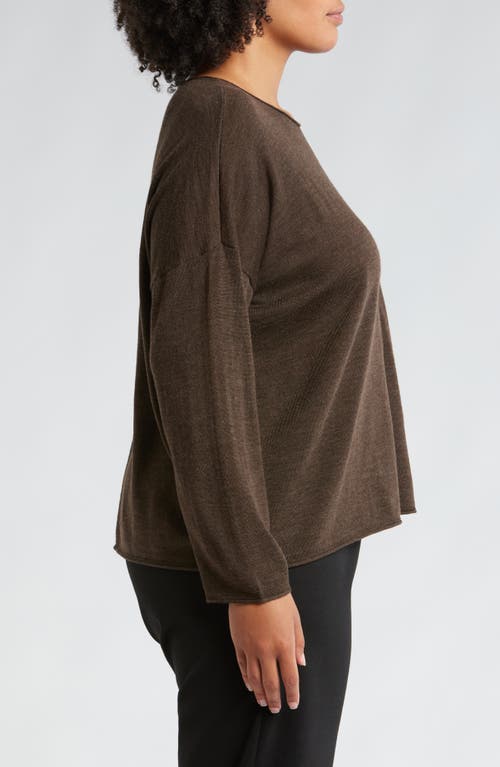 Eileen Fisher Jewel Neck Wool Sweater In Wren