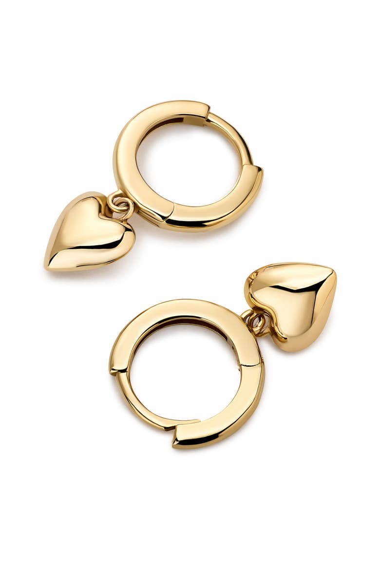 Solid Yellow Gold - Mini Heart Drop Earrings, Alternate, color, Gold