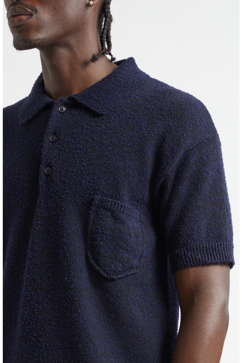 Cotton & Wool Blend Polo, Alternate, color, BLUE/ BLACK