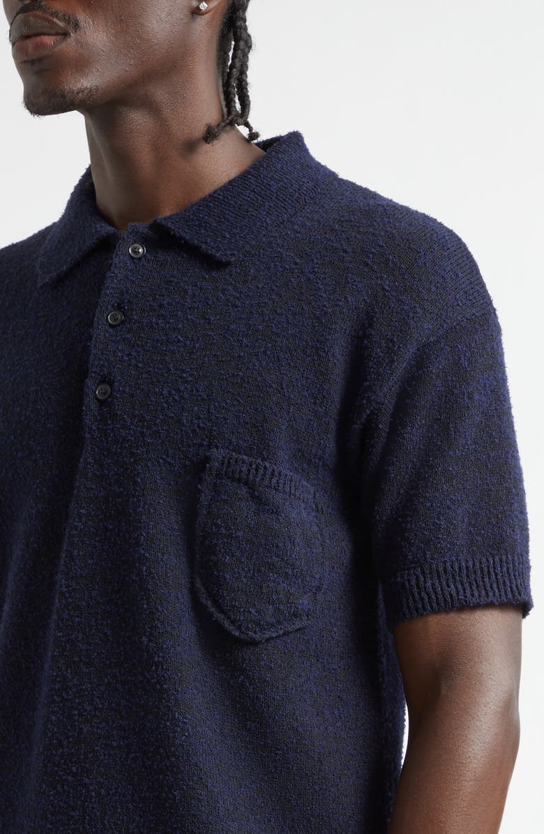 Maison Margiela Cotton & Wool Blend Polo, Alternate, color, Blue/ Black