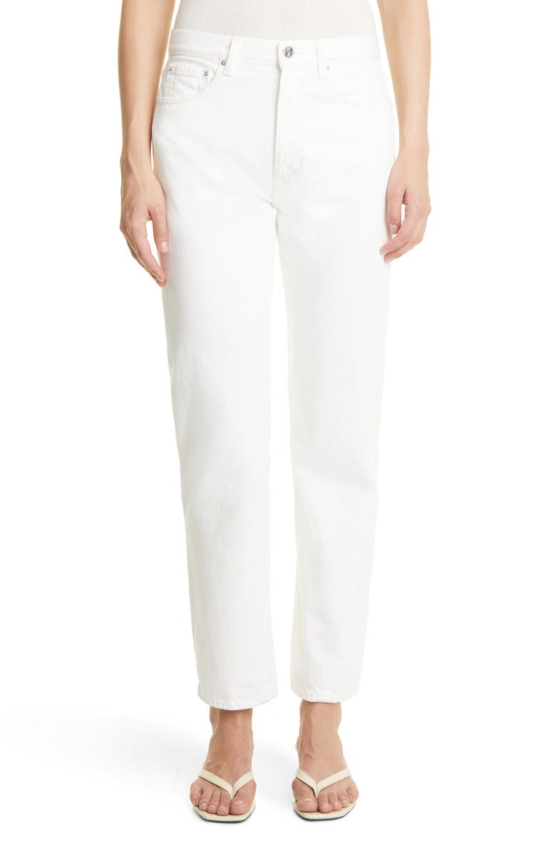 TOTEME Twisted Seam High Waist Straight Leg Crop Jeans, Main, color,
