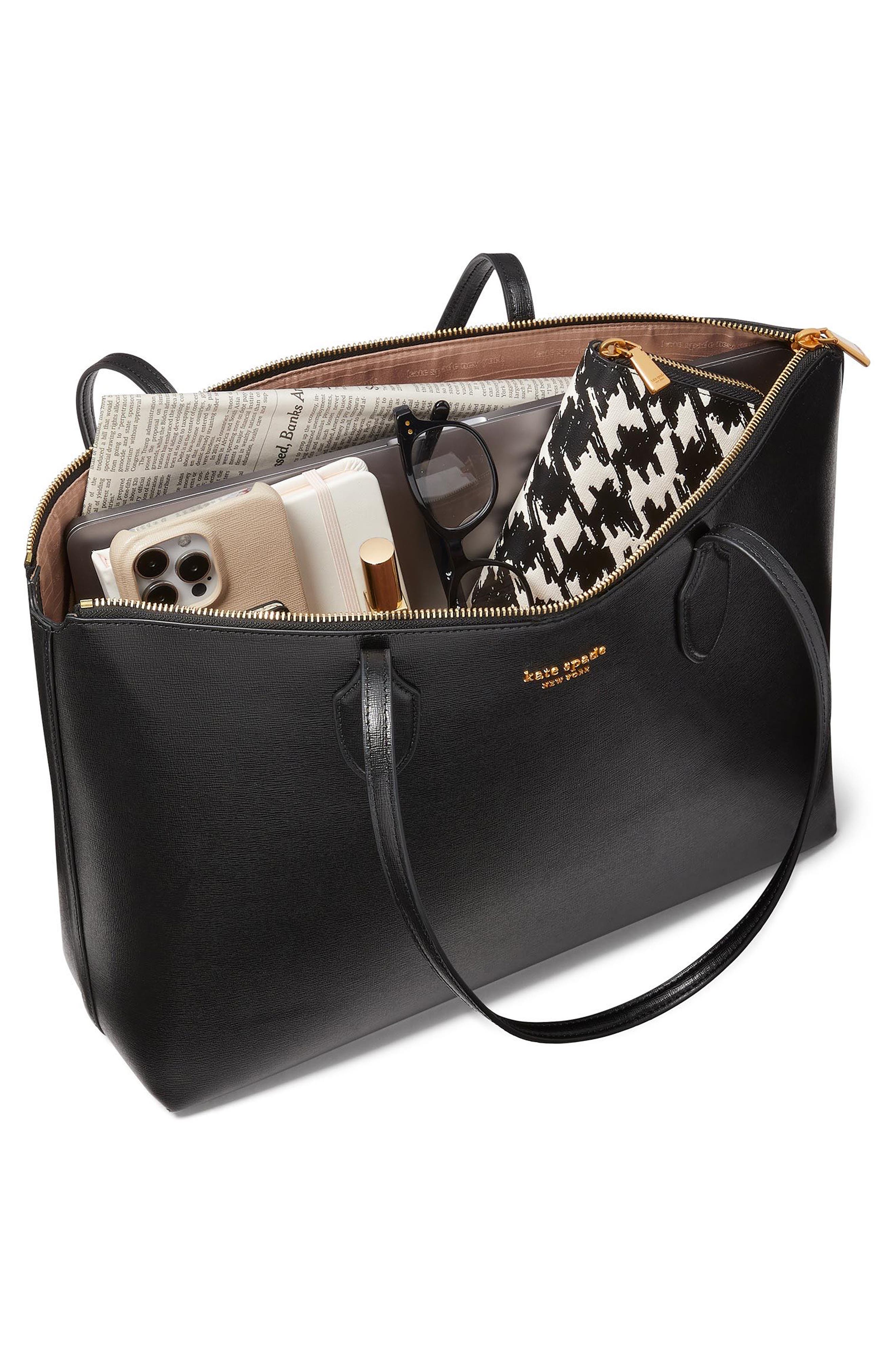 Kate Spade New York large bleecker leather tote, Alternate, color, Black