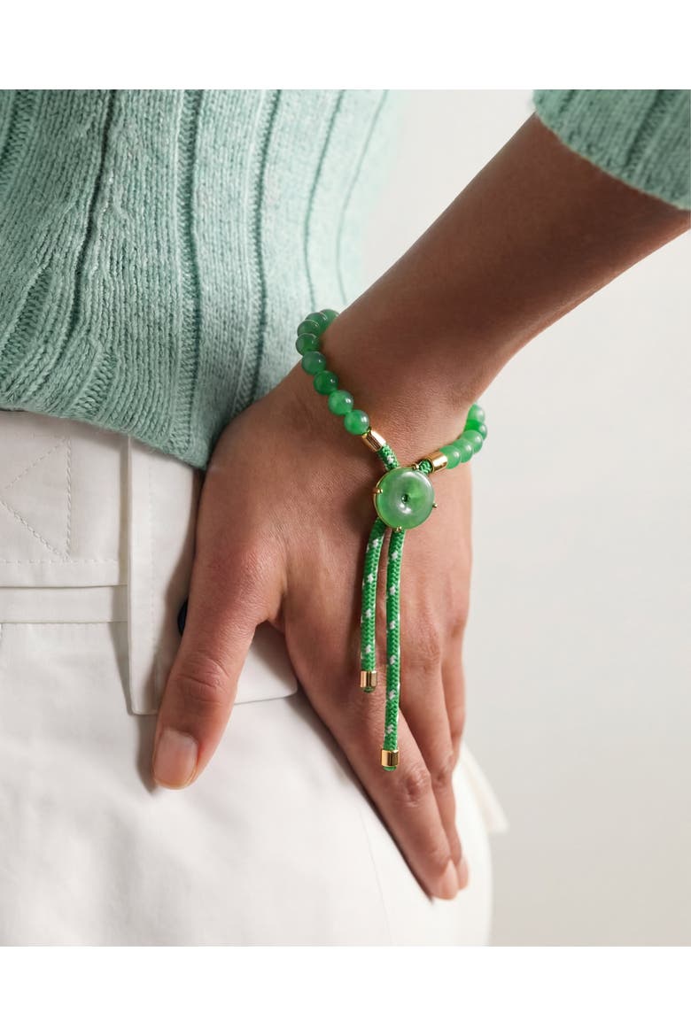 Paracord Jade Slider Bracelet in Black, Alternate, color, Green