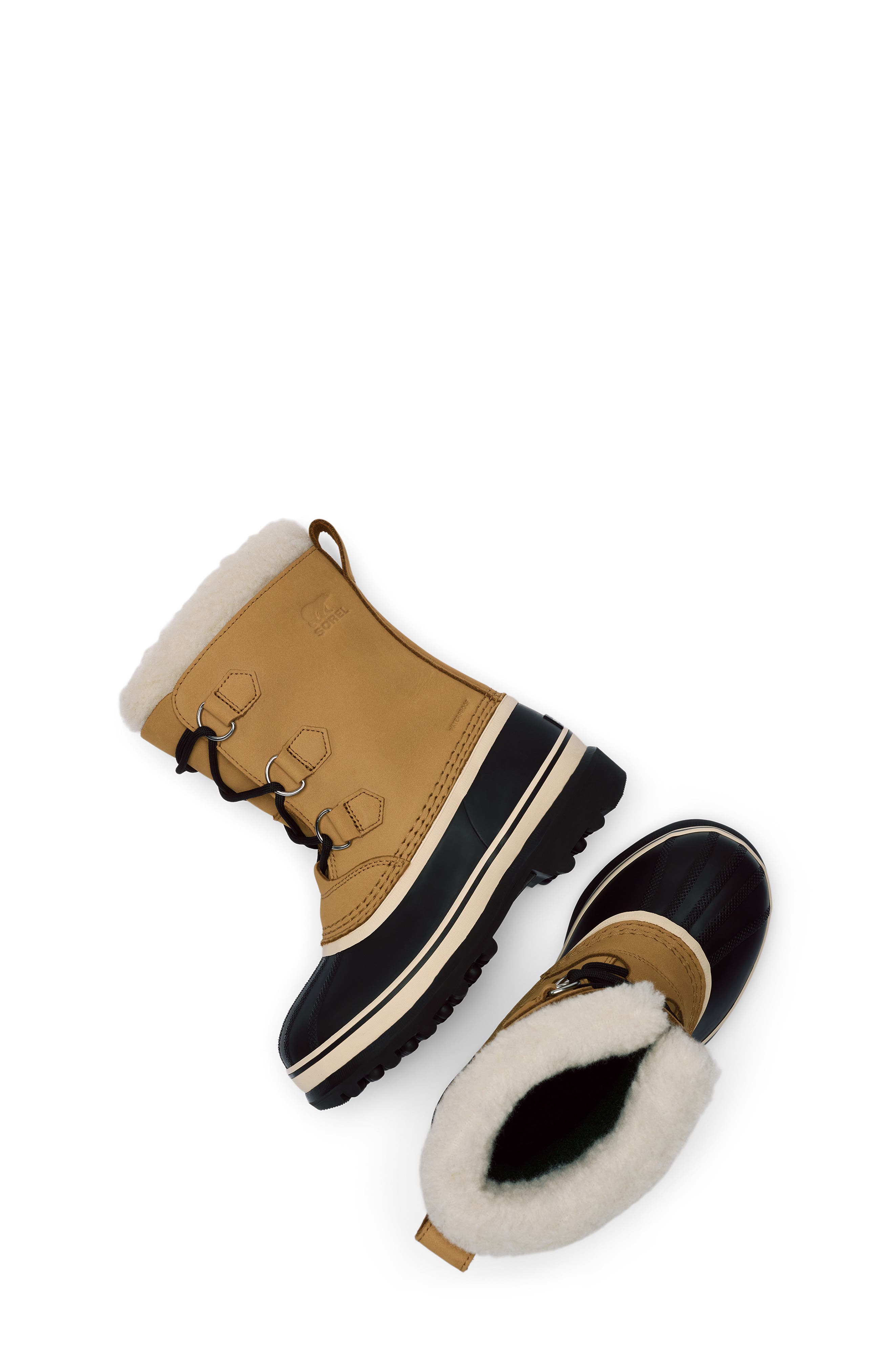 Kids' Caribou™ WP Waterproof Boot, Alternate, color, CARIBOU BUFF/ BLACK