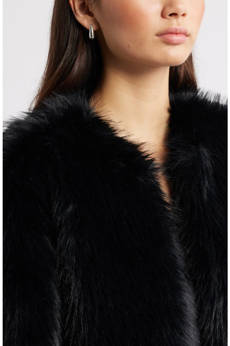 Faux Fur Jacket, Alternate, color, BLACK