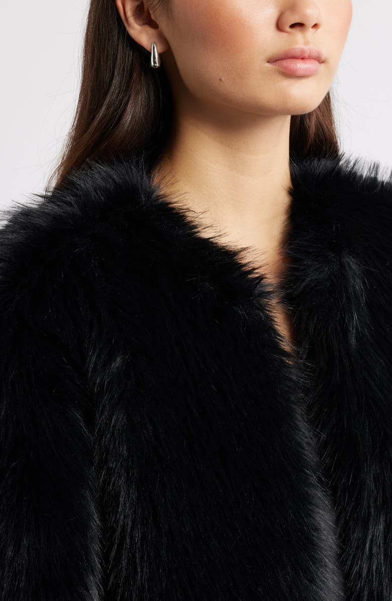 Open Edit Faux Fur Jacket, Alternate, color, Black