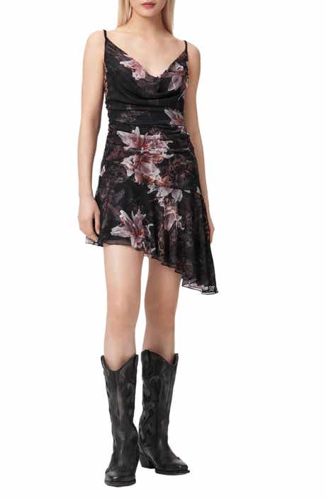 Bea Asymmetric Hem Mesh Minidress