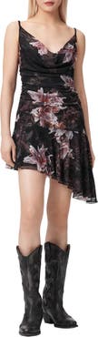 AllSaints Bea Asymmetric Hem Mesh Minidress