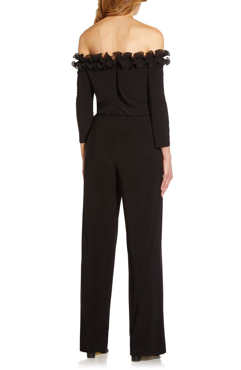 Adrianna Papell Ruffle Off the Shoulder Blouson Bodice Jumpsuit, Alternate, color, 