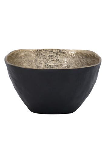 R16 Home Decorative Square Bowl In Black/gold