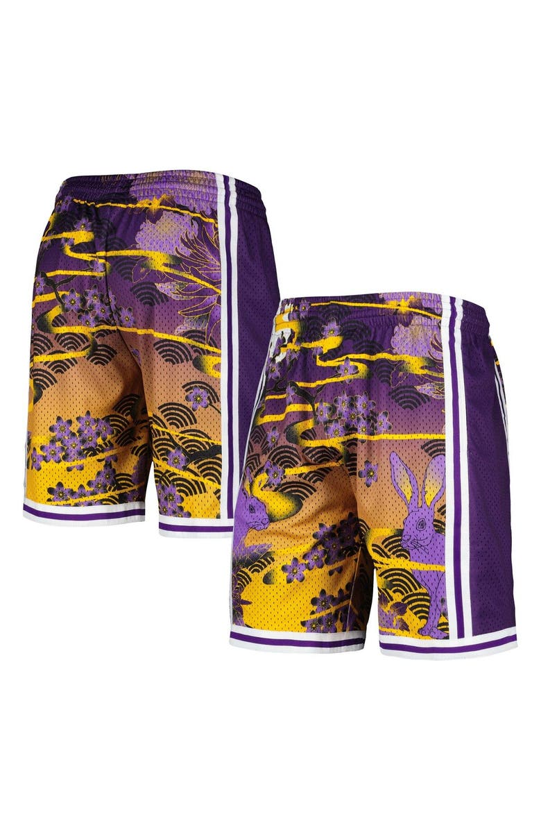 Mitchell & Ness Men's Mitchell & Ness  Purple Los Angeles Lakers Lunar New Year Swingman Shorts, Main, color, Purple