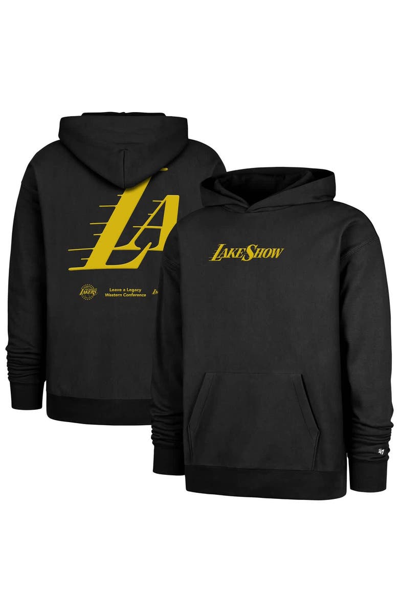 '47 Men's '47  Black Los Angeles Lakers 2024/25 City Edition Double Crossover Foundation Pullover Hoodie, Main, color, 
