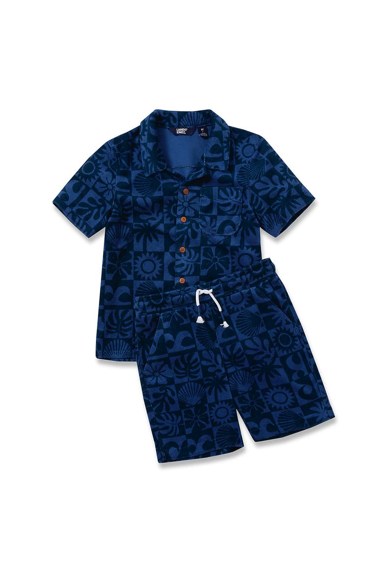 Boys Short Sleeve Terry Cover Up Set, Main, color, Surf/Dark Blue