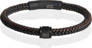 Lucky Brand Brown and Black Braided Leather Bracelet for Men, 8,5"