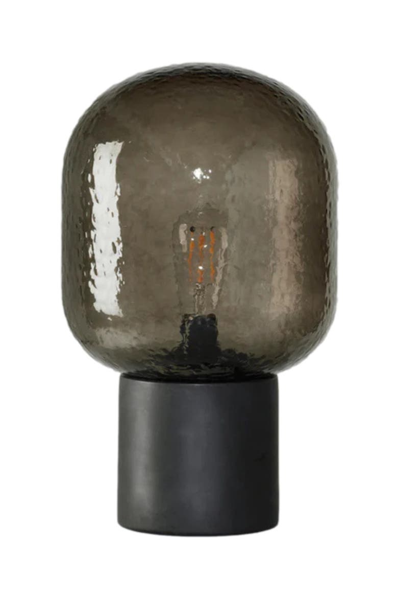 Bruce 16" LED Table Lamp with Cement Base and Textured Glass Dome, Main, color, Classic Black