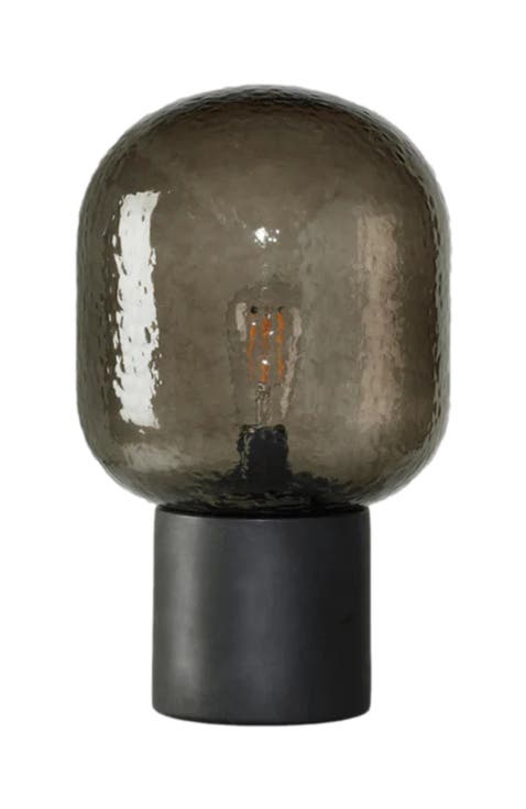 Bruce 16" LED Table Lamp with Cement Base and Textured Glass Dome