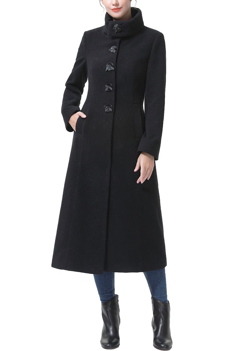 Kaeli Wool Blend Maxi Coat, Alternate, color, Black