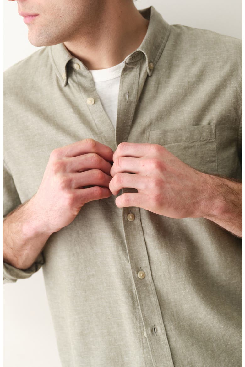 Better-than-Linen Hemp Blend Button-Down Shirt, Alternate, color, OLIVE
