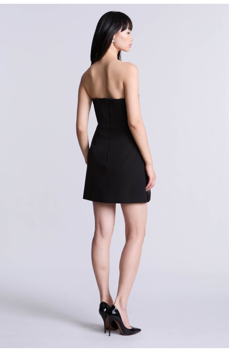 BCBGMAXAZRIA Draped Tulle Crepe Cocktail, Alternate, color, Black